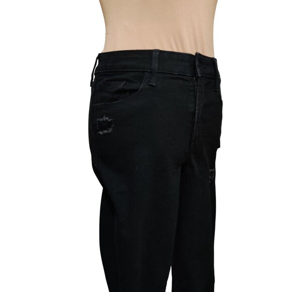 Old Navy 8T Pop Icon Skinny mid rise distressed black jeans raw knee tall grunge - Picture 2 of 7